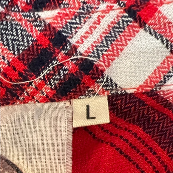 Red Blue and White Plaid Button Down Collard Shirt for Women Soft & Casual - Picture 9 of 11